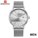 NAVIFORCE Couple Watch Luxury Quartz Mens Watch Women Simple Wristwatch Clock for Male Female Waterproof Lovers Gift Watch 2019