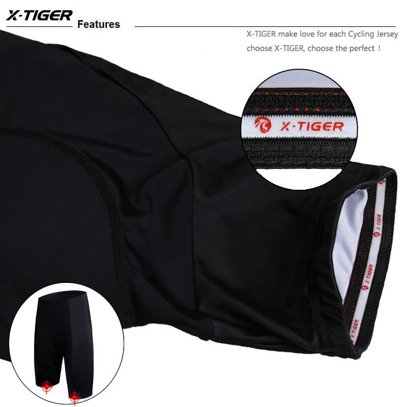 X-TIGER Radhose Coolmax 5D Gel Pad Stoßfest MTB Rennrad Trägerhose Ropa Ciclismo Fahrradhose für Herren