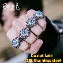 BEIER, venta al por mayor, nueva moda, genial casco de Guerrero, garra, anillos de globo ocular vívidos con calavera para hombre, Punk, motorista, joyería vikinga BR8-203