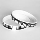 1 pieza, gran oferta, pulsera de silicona con teclado de Piano impreso en blanco y negro, pulsera de notas musicales y brazaletes para amantes de la música, regalo SH081