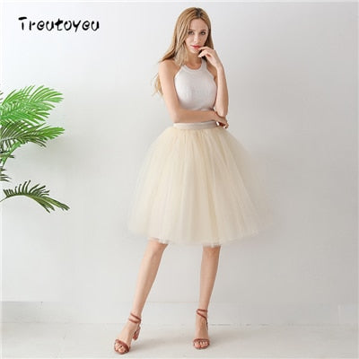 Gothic 7 Layers 65cm Mix Colors Tutu Tulle Skirt Women Streetwear High Waist Pleated Midi Skirts spudniczki jupe rokken faldas