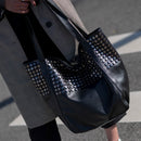 Beiläufige große Einkaufstaschen-Frauen-Art- und Weiseniet-Umhängetasche Designer-weiche Pu-Leder-Handtaschen-Damen-große tägliche Einkaufstaschen weiblich