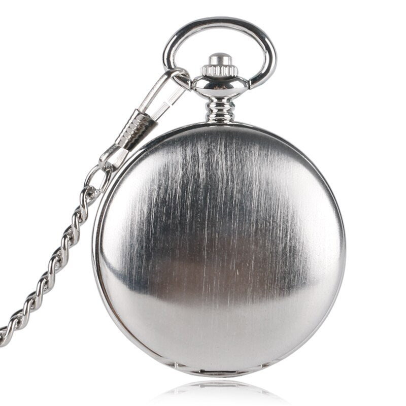 Steampunk Pocket Watch Clock Women Mechanical Hand Wind Smooth Silver Pendant White Dial Simple Stylish FOB