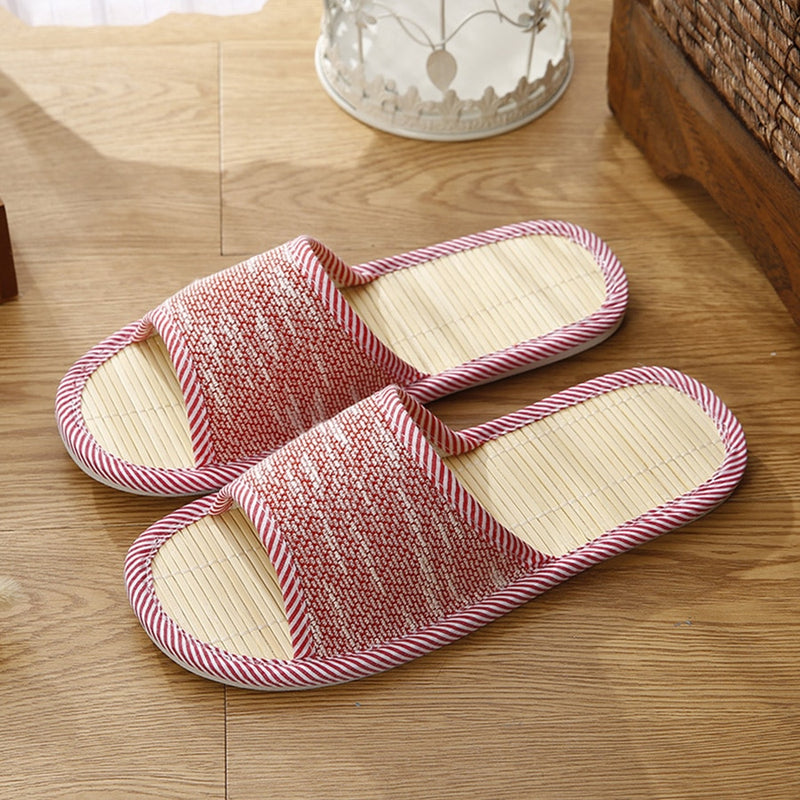 LCIZRONG Autumn Men Home Hemp Slippers Bamboo Insole Slides For Man Fashion Indoor Large Size Couple Floor Shoes House Slippers