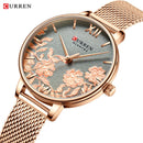 CURREN Damenuhren Top-Marke Luxus Edelstahlarmband Armbanduhr für Damen Rose Uhr Stilvolle Quarz Damenuhr