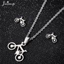 Jisensp Ecg Heartbeat Necklace Love Heart Necklaces Pendants for Women Gold Stainless Steel Jewelry Earrings Doctor Accessories