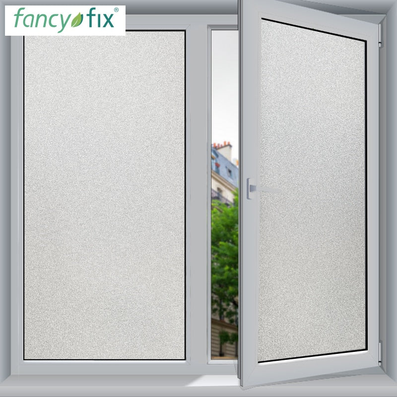 FANCY-FIX 45 cm breite Milchglas-Fensterfolie, Sichtschutz, Büro, Badezimmer, Schlafzimmer, statisch haftende Glas-Aufkleberfolie, kein Kleber