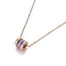 Lokaer Klassischer Zirkonia-Kreis-Halsketten-Römische Ziffern Goldfarben-Edelstahl-weiblicher Anhänger Schmuck N19023