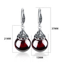 JIASHUNTAI Retro 100% 925 Sterling Silber Runde Granat Ohrringe Für Frauen Natürlicher Roter Edelstein Rubin Feiner Schmuck Beste Geschenke