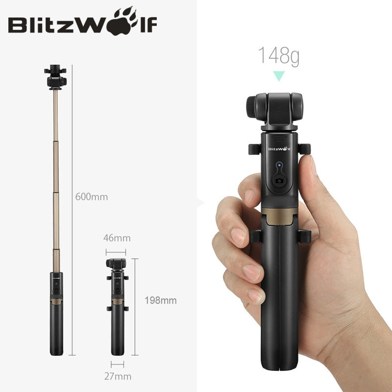 BlitzWolf BS3 bluetooth-compatible Selfie Stick Tripod Extendable Foldable Monopod Wireless Selfie Stick For iPhone For xiaomi