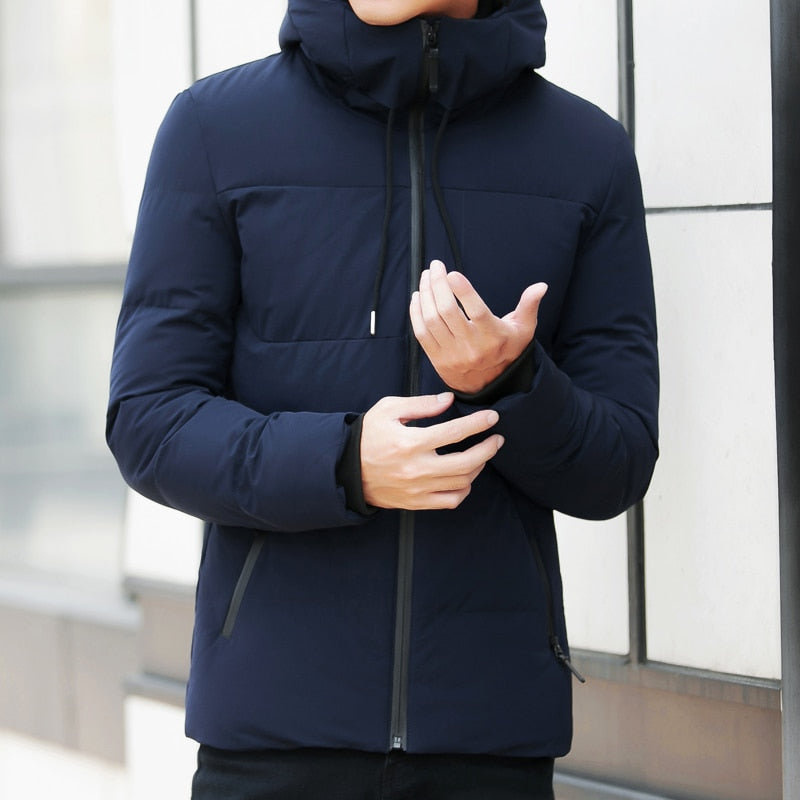 Brand Winter Jacket Men Clothes Casual Stand Collar Hooded Collar Fashion Winter Coat Men Parka Outerwear Warm Slim West Jackets