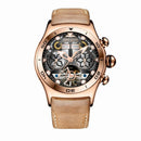 Reef Tiger/RT Sportuhr für Herren Skeleton Luminous Watch Jahr Monat Datum Tag Roségold Automatikuhren RGA703