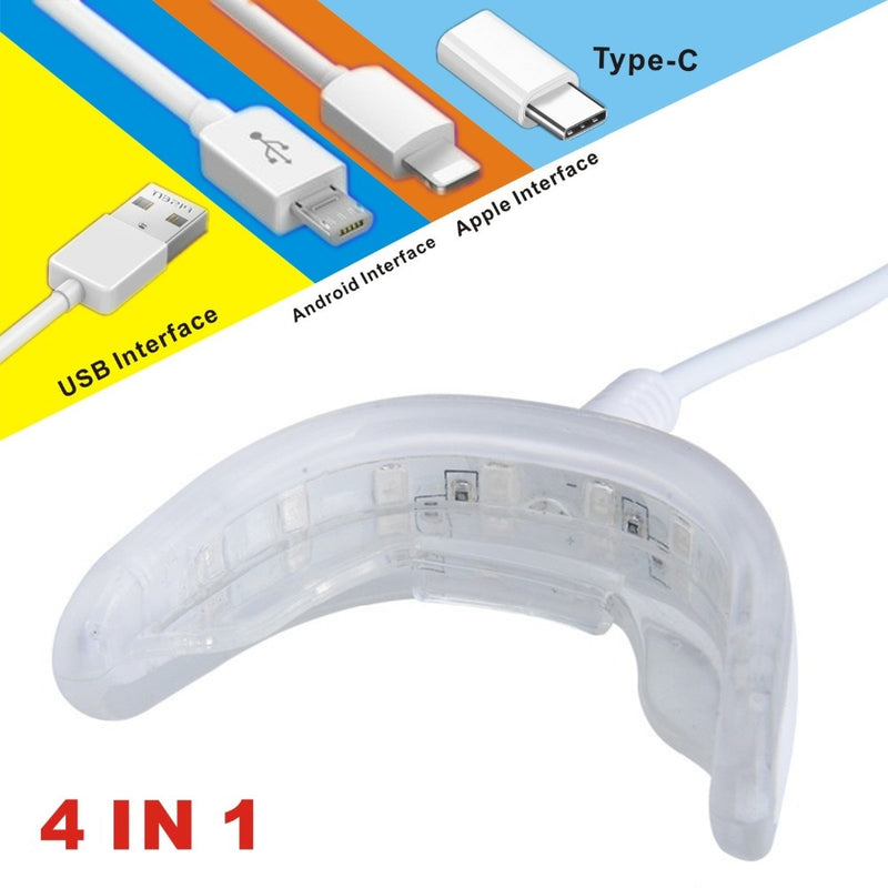 Portable Smart Cold Blue light LED Tooth Whitener Device Oral Whitening Kit 4 USB Ports For Android IOS Teeth Bleaching