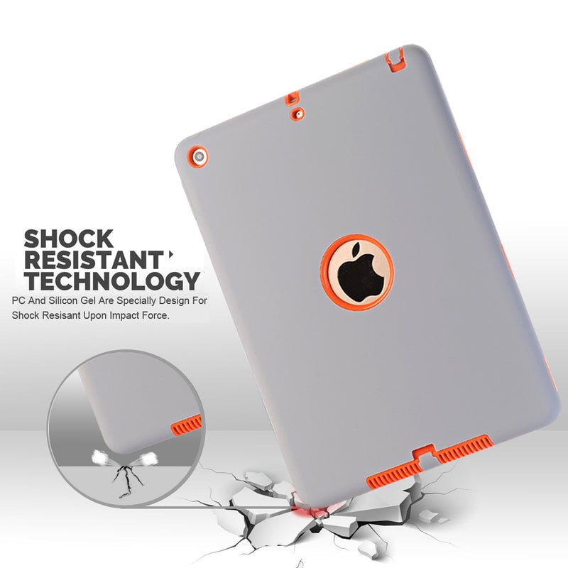 Cases For  iPad 9.7&quot; 2017 2018(A1822/A1893),High-Impact Shockproof 3 Layers Soft Rubber Silicone+Hard PC Protective Cover Shell