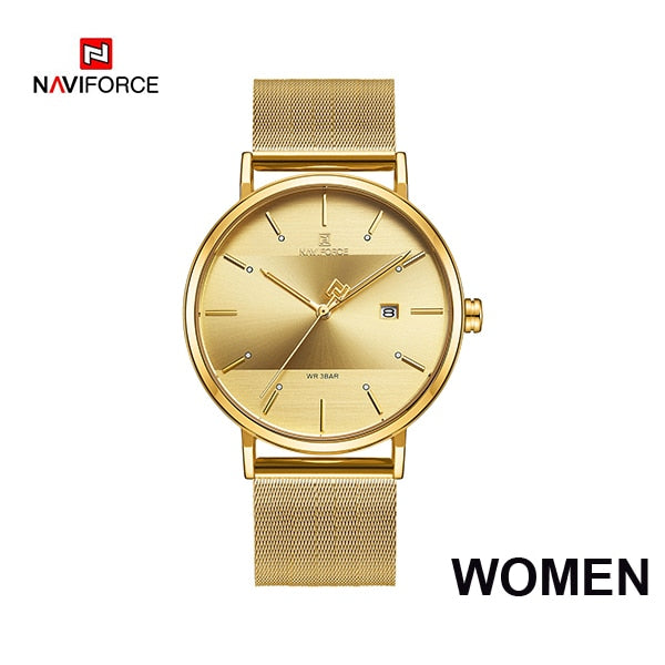 NAVIFORCE Couple Watch Luxury Quartz Mens Watch Women Simple Wristwatch Clock for Male Female Waterproof Lovers Gift Watch 2019