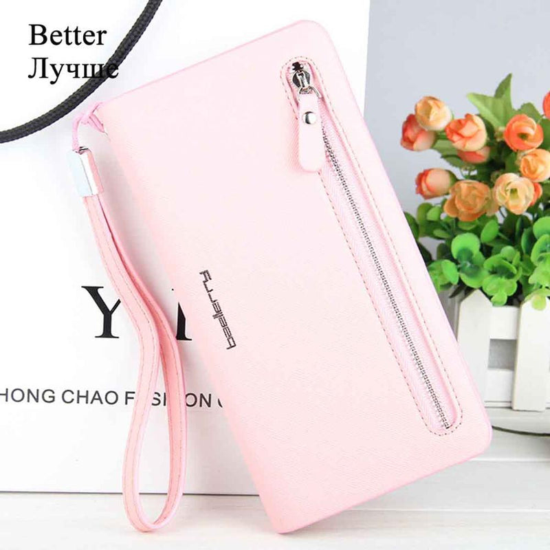 Baellerry Card holder Women Wallets Leather Long Design Quality Passport Cover Casual Women Purse Zipper Multi-function Wallet