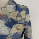 HOCHWERTIGE neue Art und Weise 2022 Designer-Blazer-Jacken-Frauen Löwe-Metallknöpfe zweireihige Farben, die Jacquard-Blazer malen