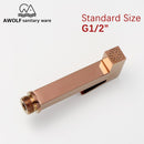 Pulverizador de bidé de mano de latón macizo, oro rosa, inodoro cuadrado, Shattaf, doble válvula de cobre, Kit de ducha, cabezal de ducha AP2180