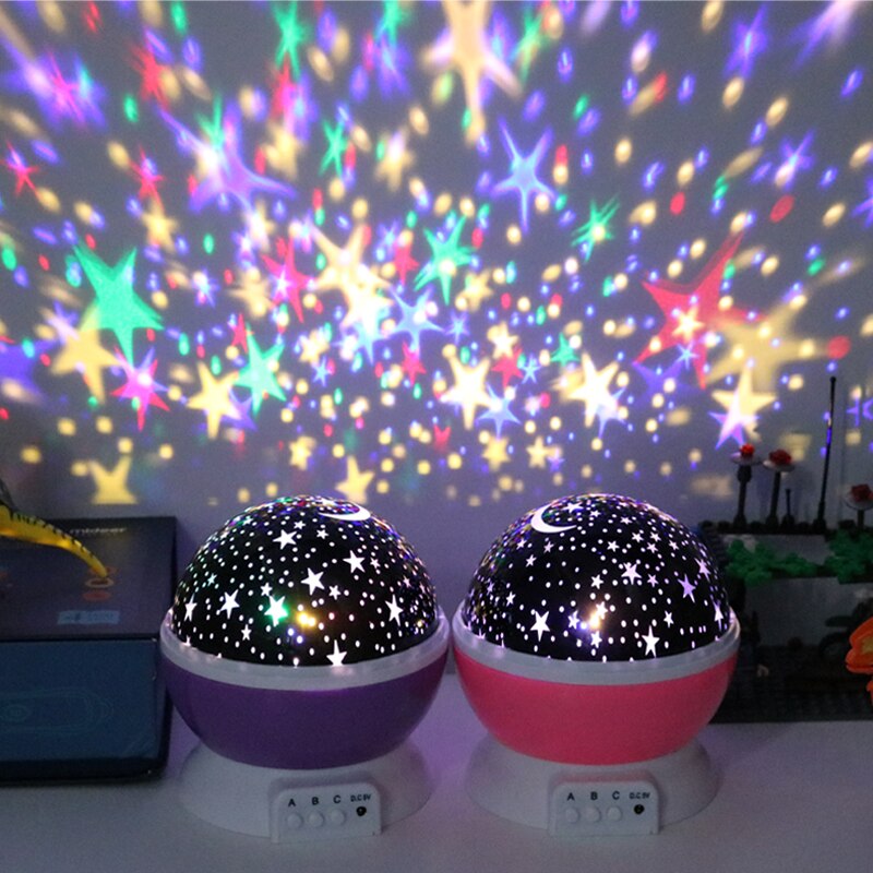 Novedad juguetes luminosos niños dormitorio Luna cielo estrellado LED luz de noche proyector batería USB luz de noche fiesta creativa juguete para regalo