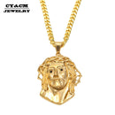 CY&amp;CM Männer Frauen Gold Jesus Christus Kopf Anhänger Edelstahl Gold Farbe Jesus Gesicht Hip Hop Halskette Kette Mode Punk Schmuck