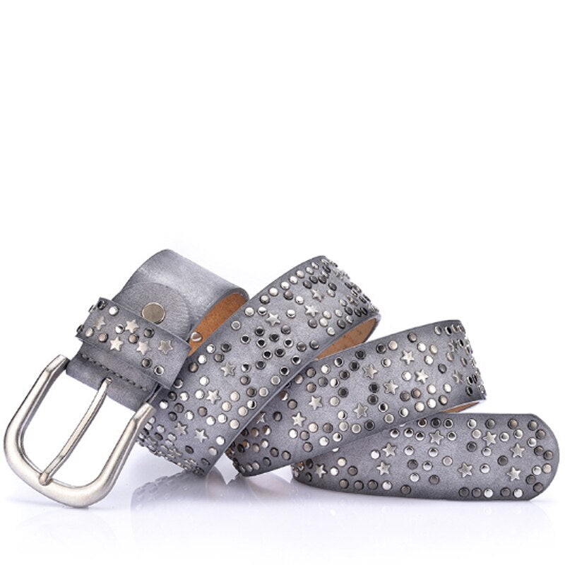 COOLERFIRE Hot New Sale High Quality Luxury Rivet Inlay Ancient Belt For Women Pin Buckle Waist  Women Belt LB021