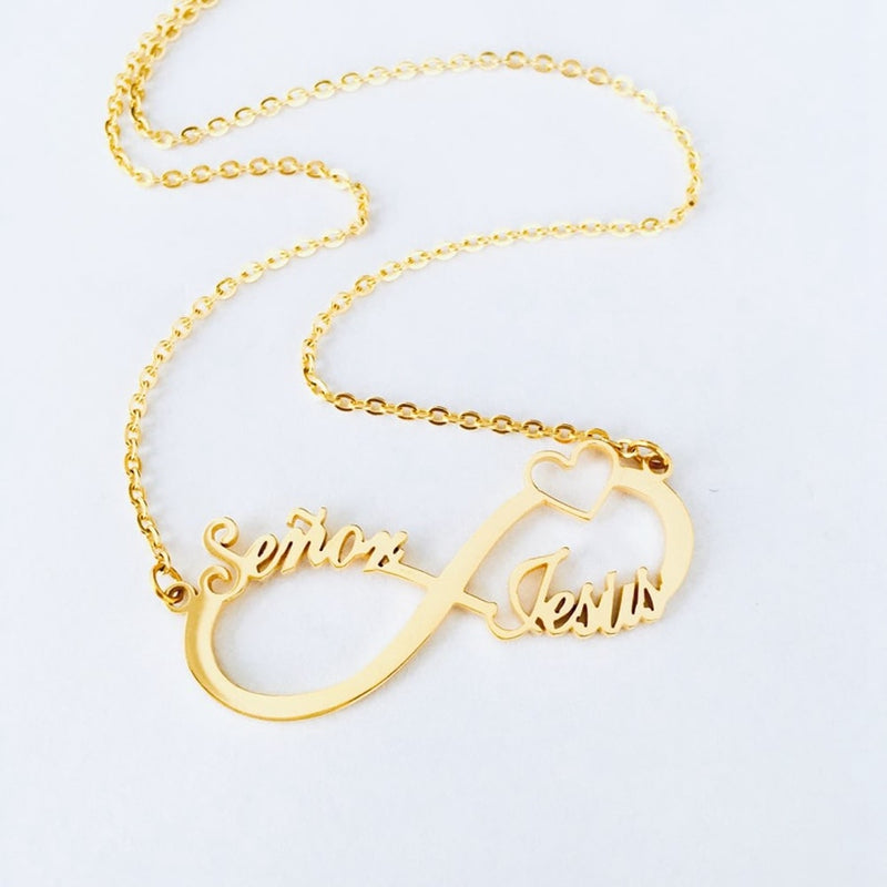 Color Personalized Infinity Name Necklace With Heart Custom Couple Letter Pendant Stainless Steel Jewelry Best Friend Gifts