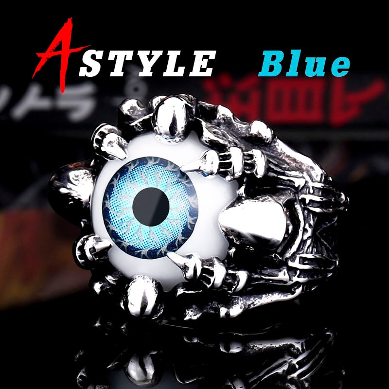 BEIER Wholesale New Fashion Cool Warrior helmet Claw Vivid Eyeball Rings with skull For Man Punk Biker Viking jewelry BR8-203