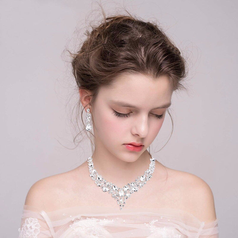 Zarte Frauen Österreichische Kristall Schmuck Sets 16 Farben Für Braut Hochzeit Halskette Und Ohrringe Sets Dame Party Modeschmuck