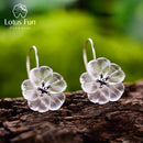 Lotus Fun echte 925 Sterling Silber Ohrringe handgefertigt Designer feiner Schmuck Blume im Regen Mode Ohrringe für Frauen