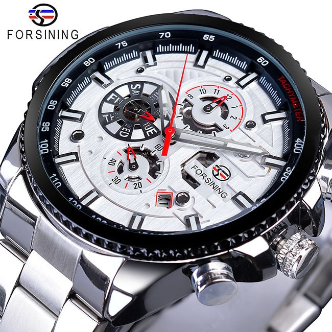 Forsining 2019 3 Dial calendario multifunción militar luminoso mano hombres mecánico deporte automático reloj de pulsera de marca superior de lujo