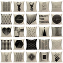 Pop geometrischer Tier-Kissenbezug, schwarz-weißes Leinenkissen, dekorativer Kissenbezug, quadratisch, hochwertiger Druck, individuelles Dekokissen