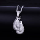 Boxing Gloves Pendant Necklace & Pendant Gold Color Iced Cubic Zircon Men's Hip Hop Jewelry