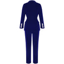 Ocstrade Sommer-Sets für Frauen 2020 New Navy Blue V-Ausschnitt Langarm Sexy 2-teiliges Set Outfits Hochwertiger Zweiteiler Anzug