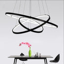 D100cm Schwarz/Weiß Moderne Pendelleuchten für Wohnzimmer Esszimmer 4/3/2/1 Circle Rings Acryl-Aluminiumkörper LED-Pendelleuchte