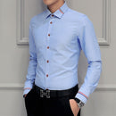 MIACAWOR Frühlings-Langarmhemden Herrenmode Oxford Camisa Masculina Slim Fit Freizeithemd Weiß C274