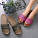 Suihyung Summer Women Linen Slippers New Color Stripe Belt Indoor Shoes Home Open Toe Slip On Lovers Casual Flax Slides Sandals