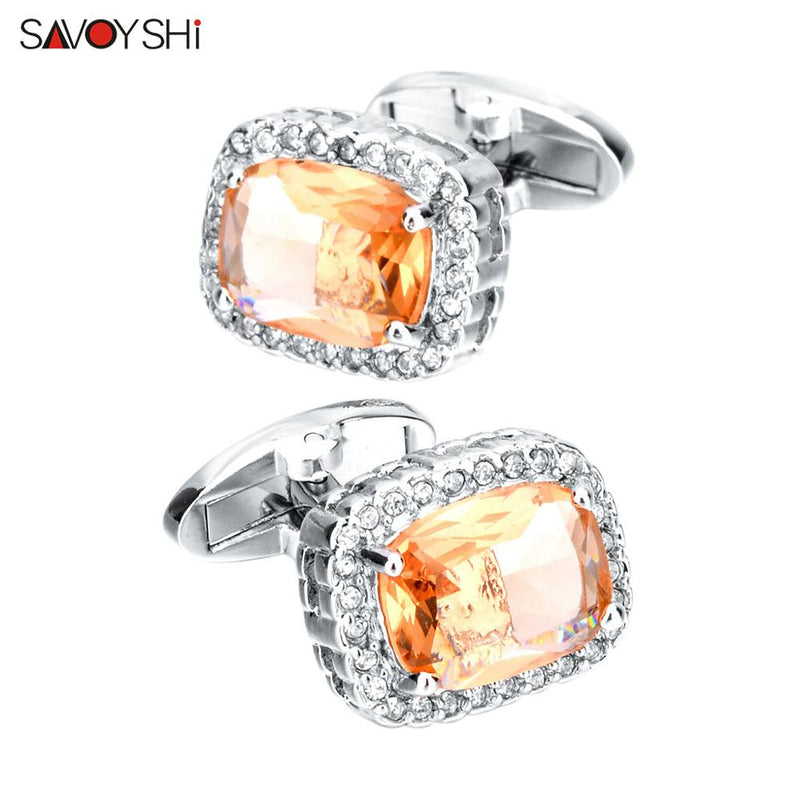 SAVOYSHI Luxury Wedding Shirt Cufflinks for Mens Gift Crystals Cuff links Brand High Quality Fashion Jewelry Free carving name