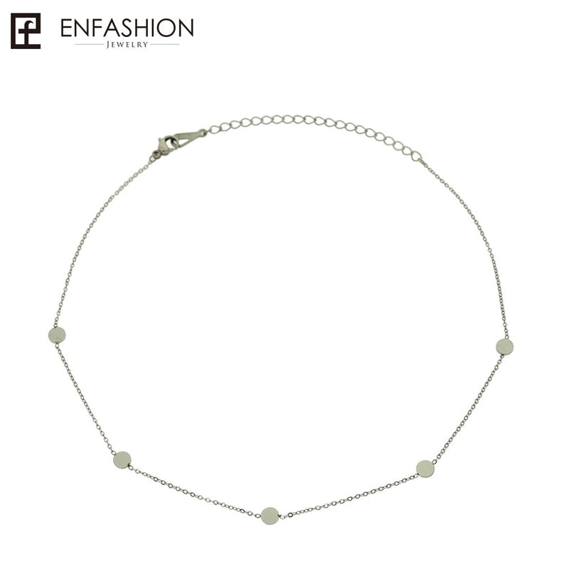 Enfashion Geometric Triangle Circle Star Choker Necklace Gold color Necklaces Pendants Stainless Steel Necklace Women chocker