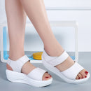 WOIZGIC Frauen Mutter Damen Weibliche Echtes Leder Schuhe Sandalen Frau Plattform Haken Schleife Casual Sommer Cool Beach AM-9018