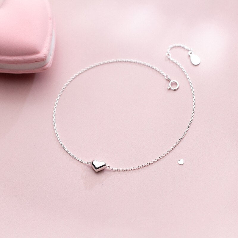 INZATT Minimalist Romantic Shiny Heart Bracelet For Fashion Women Pretty Jewelry 925 Sterling Silver Classic Accessories Gift