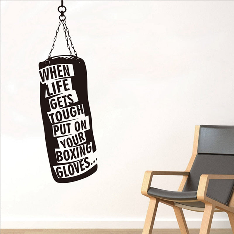 Cuando la vida se pone... Guantes de saco de boxeo Calcomanías de pared motivacionales Fitness Gimnasio Hobby Cita Pegatinas de vinilo Decoración de arte DIY