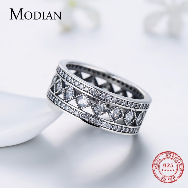 Modian New Style Classic Real 925 Sterling silver Square Ring Fashion Wedding Luxury jewelry Sparkling CZ Women Valentine&