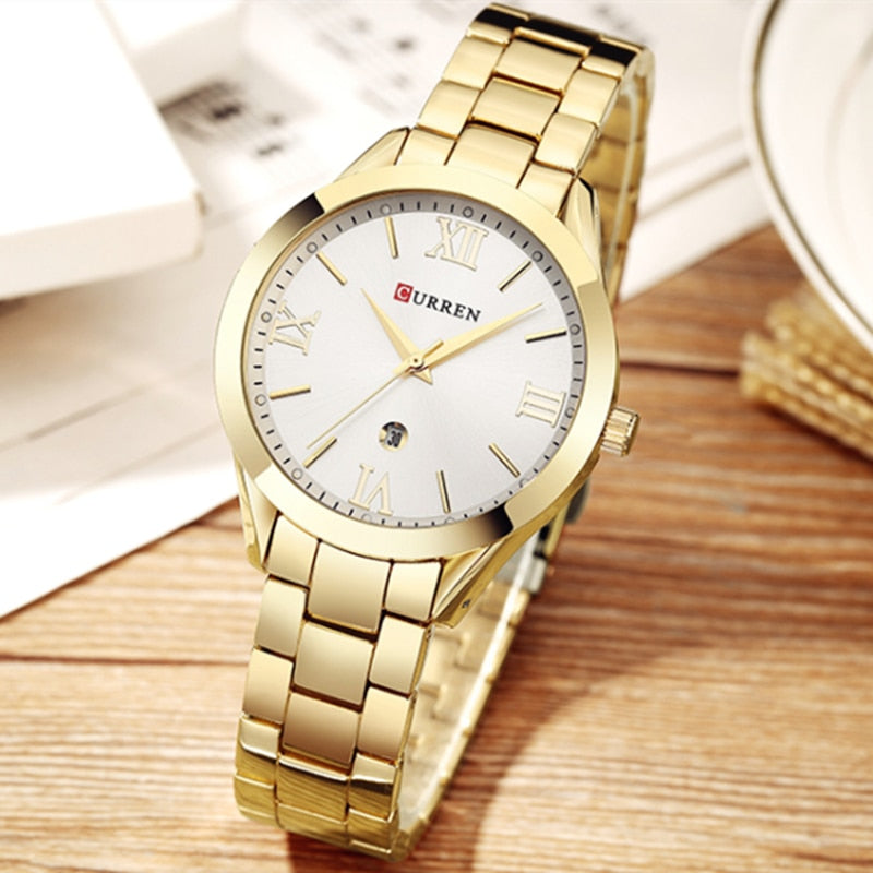 CURREN Uhr Frauen Top Marke Quarz Weibliche Armband Uhren Edelstahl Armbanduhr Für Damen Reloj Mujer Geschenk Rose Gold