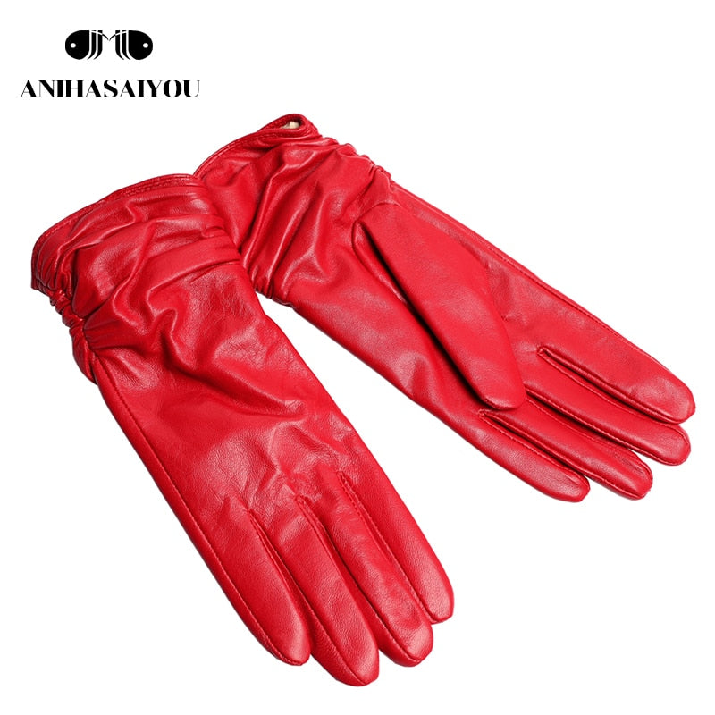 2019 fashion new products winter leather gloves short leather gloves women Wrist tightening design winter leather gloves women