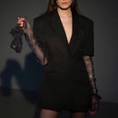 TWOTWINSTYLE verano sólido Blazer para mujer manga larga diamante Patchwork largo elegante abrigo mujer moda ropa 2022 nuevo