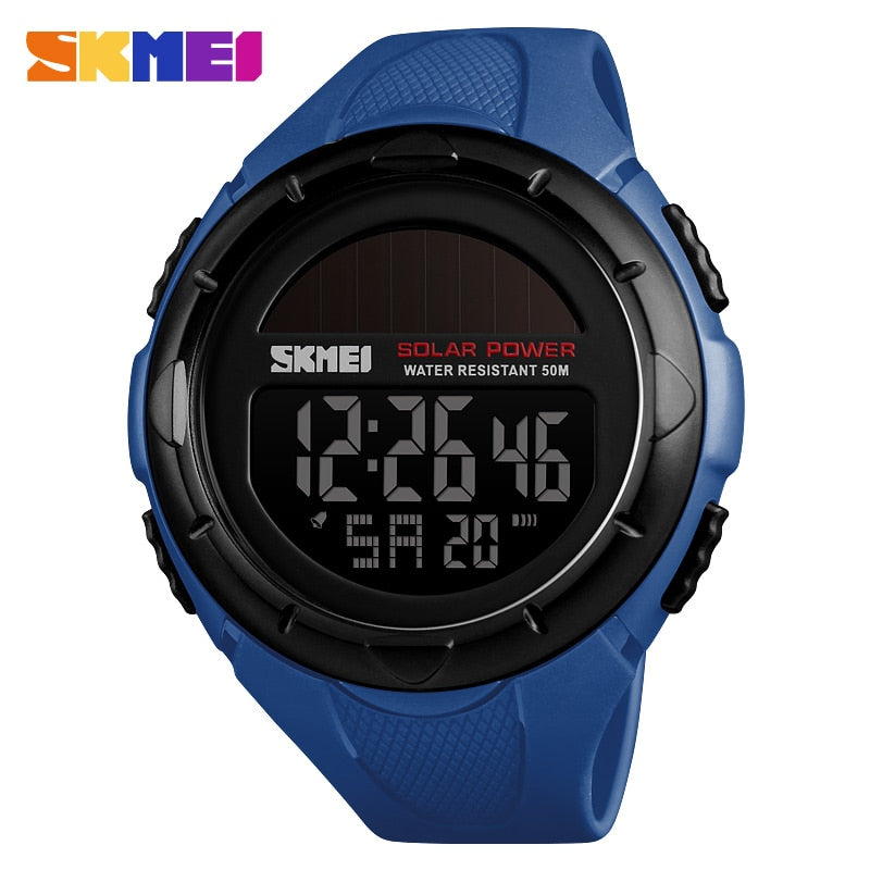 SKMEI Military Sportuhren Herren Solar Power Outdoor Shock Digitaluhr Chrono 50M Wasserdicht Armbanduhren reloj deportivo