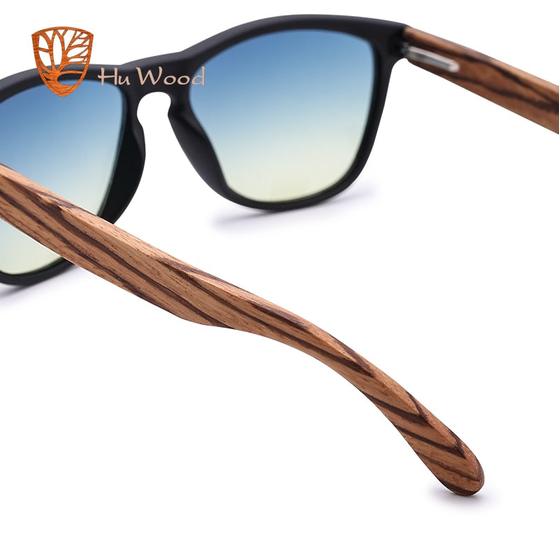 HU WOOD Brand Design Bamboo Sunglasses Sea Gradient Lenses UV400 Driving Shade Mens Sunglasses Eyewear gafas de sol hombr GR8012