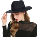 WELROG Fedora-Hüte, Schwarz, Rot, für Damen, Fedoras aus Wollimitat, Panama-Filzhut, Winter, Herren, Jazz, Trilby, Chapeau, Femme-Caps