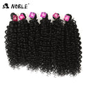Tejido de pelo sintético Noble 16-20 pulgadas 7 unids/lote mechones de pelo rizado Afro con cierre de encaje africano para mujer extensión de cabello