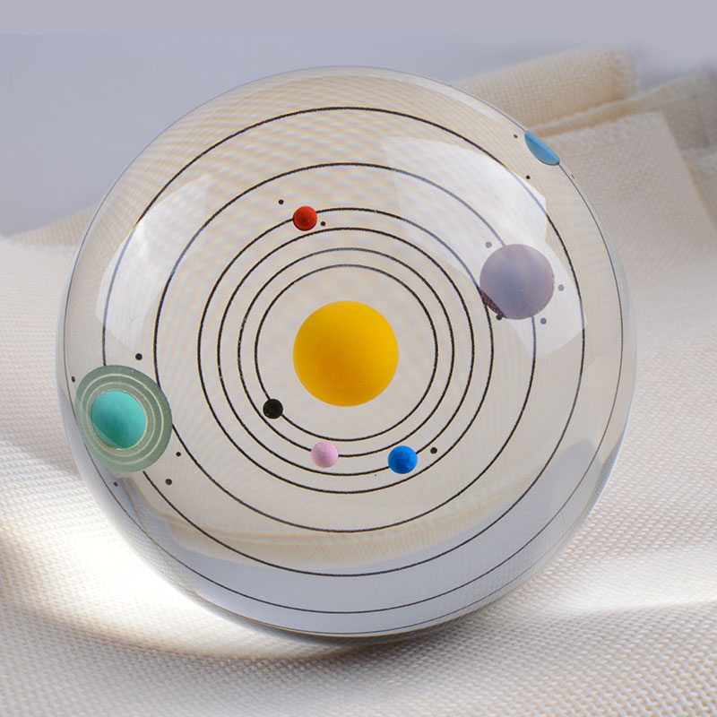 80mm Bunte Kristall Sonnensystem Kugel Miniatur Planeten Modell Glaskugel Dekoration Kugel Ornament Geschenk Souvenir